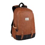 Gear Classic 20L Small Faux Leather Water Resistant Anti Theft 3 Compartment Laptop Backpack/Office Backpack for Men/Women (Tan-Black)